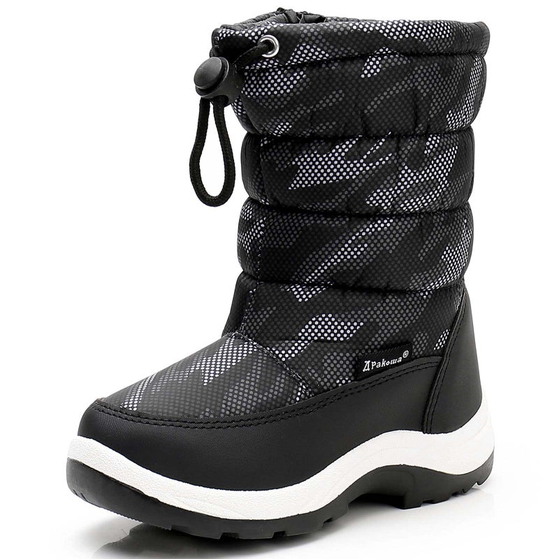Apakowa New Kids Boys Cold Weather Snow Boots (Toddler/Little Kid) (Color : Grey/black, Size : 12 M US Little Kid) - Image 1